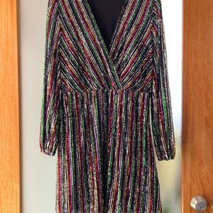 Rainbow Sequin Mini Dress Long Sleeve